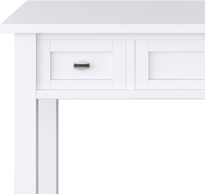 SIMPLIHOME Warm Shaker Desk - 48 Inch Wide Solid Wood Writing Desk in White, Transitional Home Office Computer Table for Workspace or Study with Flip-Down Keyboard Tray and 2 Drawers