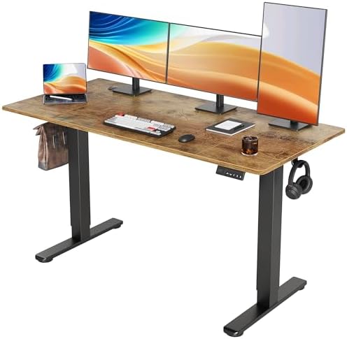 YDN 63 x 24 Inch Rustic Brown Electric Standing Desk