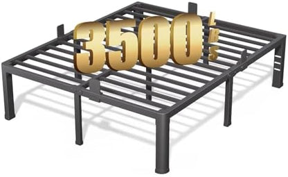 18 Inch California King Bed Frame with Rounded Corner and Headboard Hole Mattress Retainers 3500 LBS Metal Heavy Duty Steel Slats Support No Box Spring Needed Platform Noise Free Easy Assembly