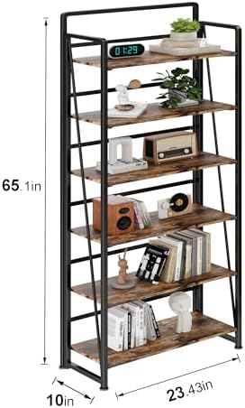 No Assembly Folding Bookshelf for Living Room,Collapsible Book Shelf for Home Office, Portable Bookcase Storage Organizer Rack Shelves