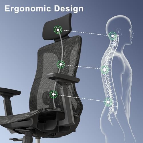 Logicfox Ergonomic Office Chair,High Back Mesh Desk Chair with Headrest