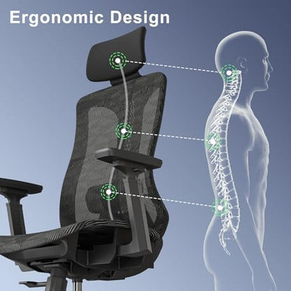 Logicfox Ergonomic Office Chair,High Back Mesh Desk Chair with Headrest