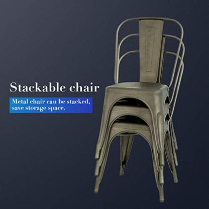 FDW Metal Dining Chairs Set of 4, Stackable, 18 Inch Seat Height