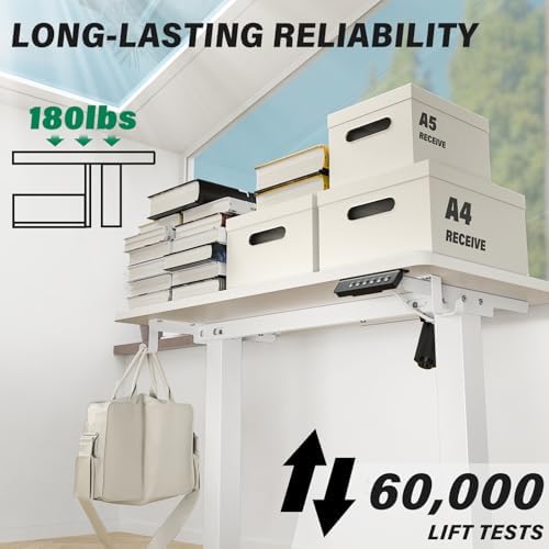 Kingant Standing Desk, 55x24 Inch Electric Height Adjustable Computer Desk