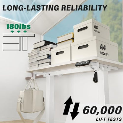 Kingant Standing Desk, 55x24 Inch Electric Height Adjustable Computer Desk