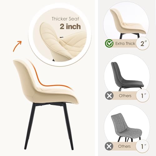 YOUNUOKE Dining Chairs Set of 2 Mid Century Modern Kitchen Chair Beige