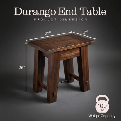 Alaterre Furniture Durango Solid Wood End Table Set of 2, Natural, 27”