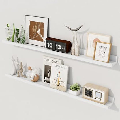 36 Inch Floating Shelves, White Picture Ledge Shelf Set of 2