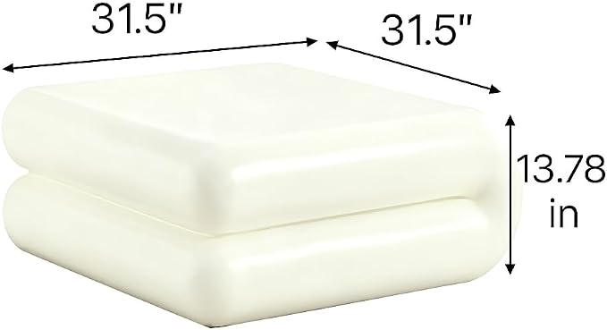 31.5" Modern White Coffee Table, Stone Coffee Table, Square Minimalist Center Table, Contemporary Low Sofa Side Accent End Tea Table for Living Room Bedroom Apartment, No Assembly Required