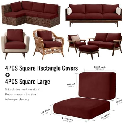 8Pcs Outdoor Cushion Covers, Stretch Patio Furniture Couch Chair Slipcovers