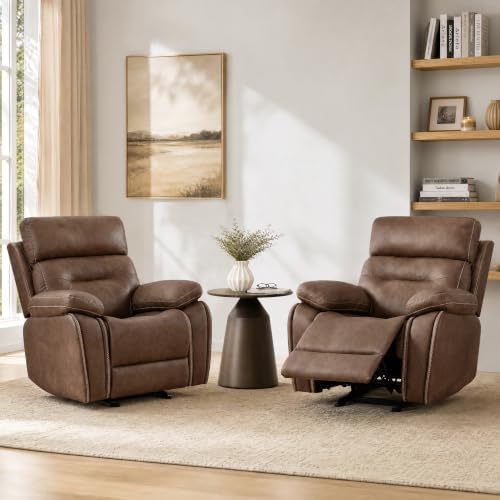 KISLOT Faux Leather Recliner Chair, Manual Ergonomic Rocker, Brown