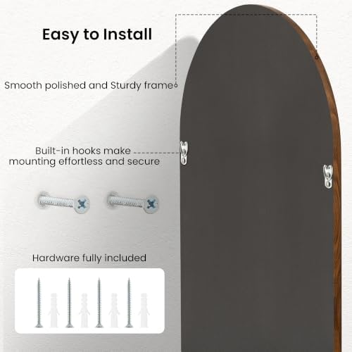 20"x30" Arch Wall Mirror, Natural