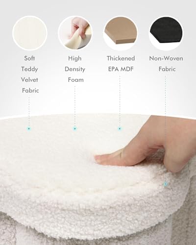 B FSOBEIIALEO Storage Ottoman Heart Shaped Ottoman with Storage,Cream White