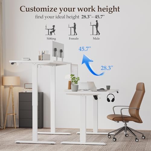 Klicelor 40 x 24 Electric Standing Desk, Height Adjustable, White