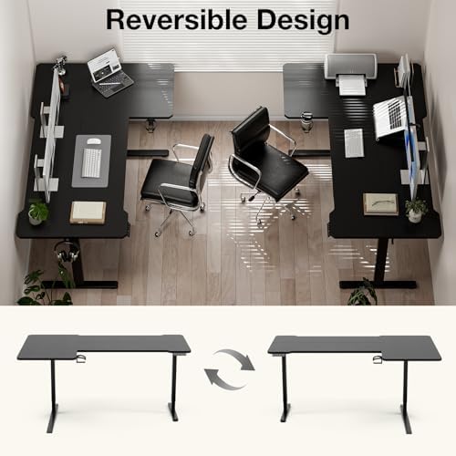 Acrolix L Shaped Electric Standing Desk,71x43.5 Reversible,Black