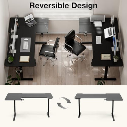 Acrolix L Shaped Electric Standing Desk,71x43.5 Reversible,Black