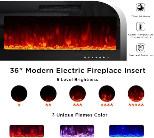 VanAcc 70" Modern Fireplace TV Stand with Storage for TVs up to 80"