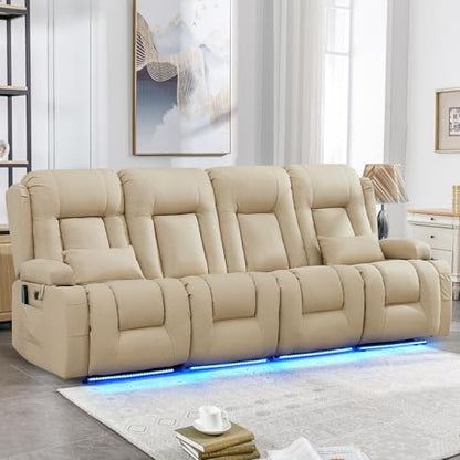 IPKIG Power Loveseat Recliner Sofa with Flip Back Console, 98.7" - 4 Seat