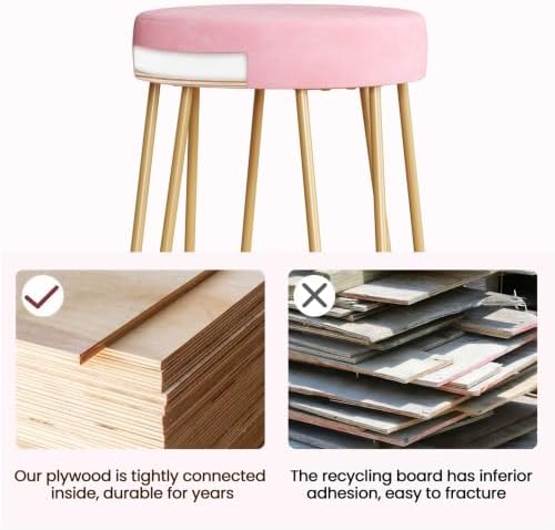 Yaheetech Bar Stools Set of 4, Velvet Counter Stools, Gold Metal Legs, Pink