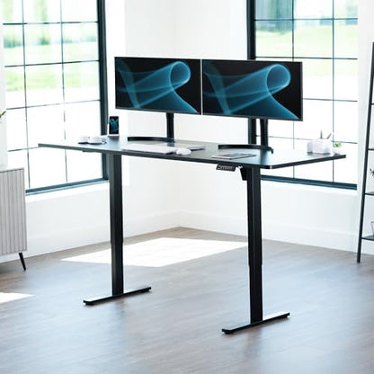 VIVO Electric Standing Desk, Smooth 3-Piece 83" x 30" Black Top