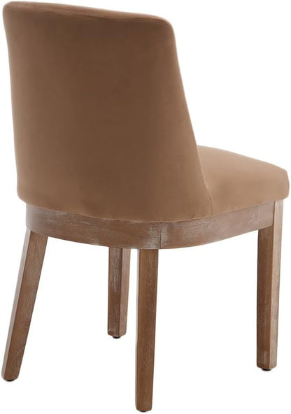 RIVOVA Upholstered Dining Chairs Set of 2, Modern Wooden Dining Room Chair Linen Fabric Kitchen Chairs Farmhouse Dinner Chair with Hardwood Frame, Khaki