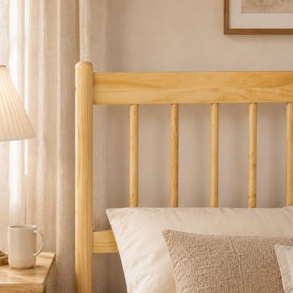 PVWIIK Queen Size Bed Frame with Headboard&Footboard,Natural