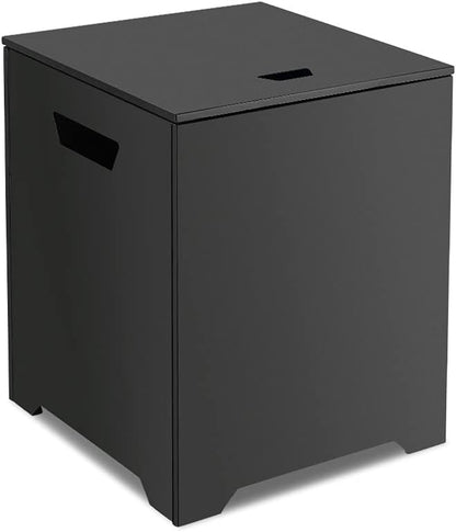 CAMPLUX Propane Tank Cover Table, 20 LB Propane Tank Storage Box, Stainless Steel 15.7” Outdoor Cylinder Hideaway Table for Gas Fire Pit and Gas Griddle, Black
