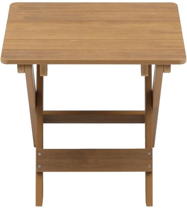 Outdoor Bistro Set Foldable Small Table and Chair Set,with 2 Chairs and Rectangular Table (Teak + HDPE)