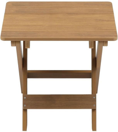 Outdoor Bistro Set Foldable Small Table and Chair Set,with 2 Chairs and Rectangular Table (Teak + HDPE)