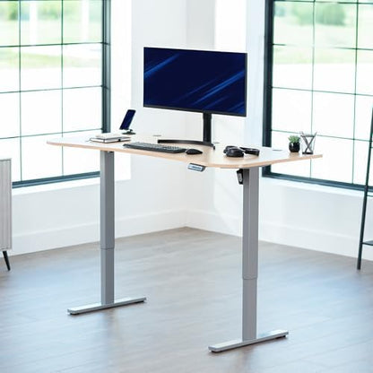VIVO Electric Standing Desk, Smooth 3-Piece 63" x 32" Light Wood Top