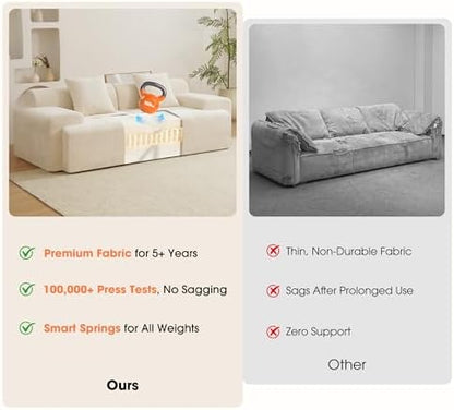 84" Modular Loveseat Couch, 60" Deep Seat Boneless Sofa with Ottoman