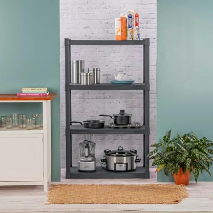 Sterilite 4 Shelf Unit, Heavy-Duty Plastic Storage & Utility Shelving Rack