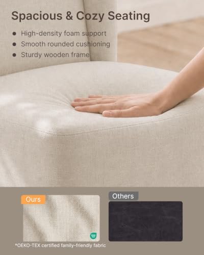 KISLOT Upholstered Dining Chairs Set of 4 with Hidden Casters, Linen
