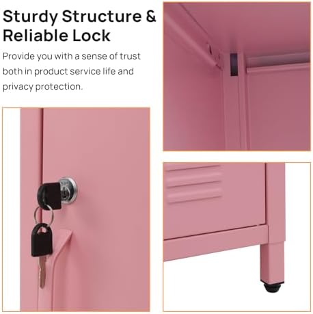 ALBAD Metal Nightstand with Lockable Cabinet