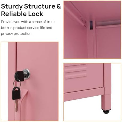 ALBAD Metal Nightstand with Lockable Cabinet
