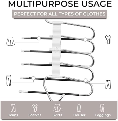 Pants Hangers Space Saving - 4 Pack - Non-Slip Multi-Tier Hangers