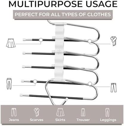 Pants Hangers Space Saving - 4 Pack - Non-Slip Multi-Tier Hangers