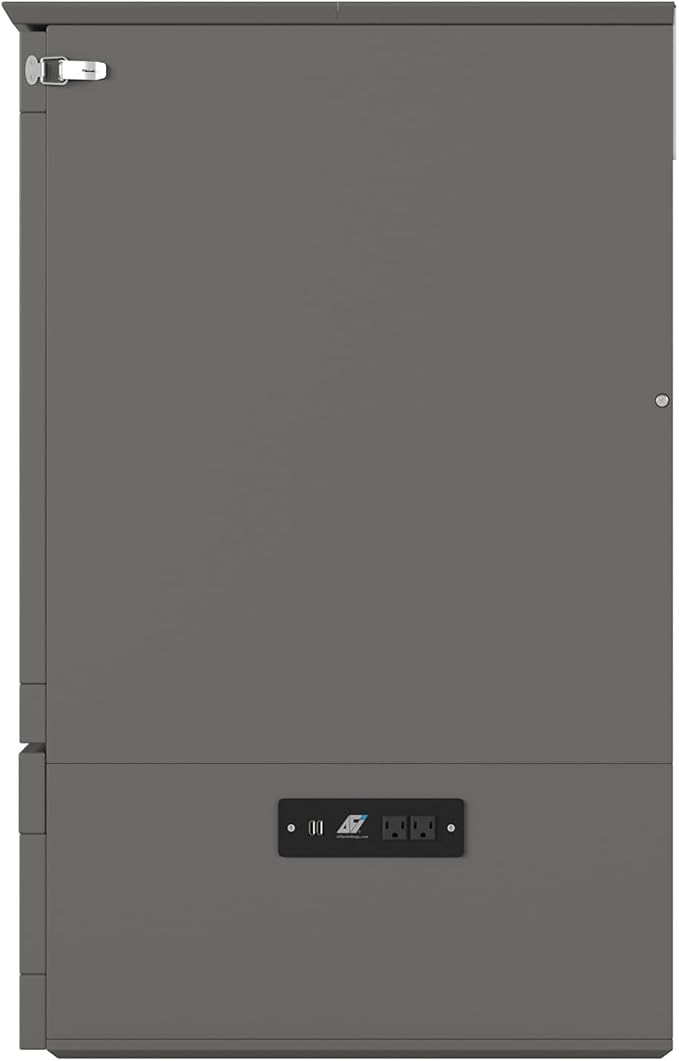AFI, Southampton Murphy Bed Chest Full with 6" Mattress, Built-in USB Charger & Storage Drawer, Grey