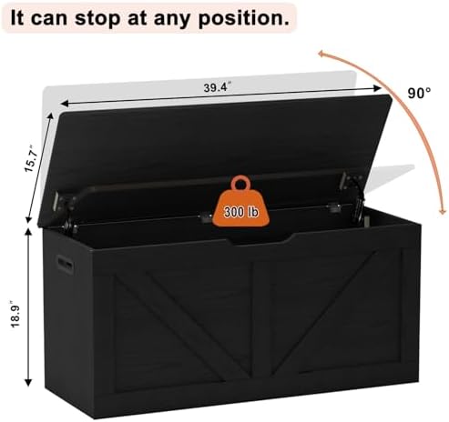 39.4" Storage Chest, Wooden Storage Bench, Large Storage Trunk