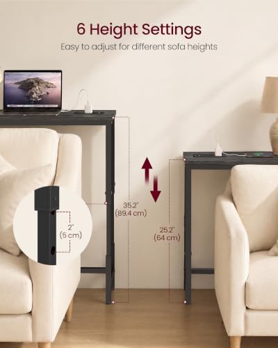 VASAGLE 106.3"Console Table, 25.2-35.2"Height Adjustable, with Power Outlet