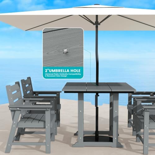 HDPE Outdoor Dining Set, Patio Dining Set of 8, Gray