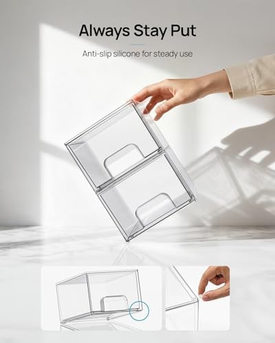 Vtopmart 12 Pack Small Clear Stackable Storage Drawers