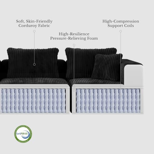 Maywish Modular Boneless Couch 106'', Sectional Sofa with Chaises Deep Seat