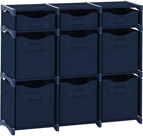 Cube Storage Organizer with Storage Bins Included - The Perfect Closet Organizers and Storage Solution. Includes 9 Storage Cubes, Great For Toy Storage, Closet Storage, Clothes Storage (Navy)