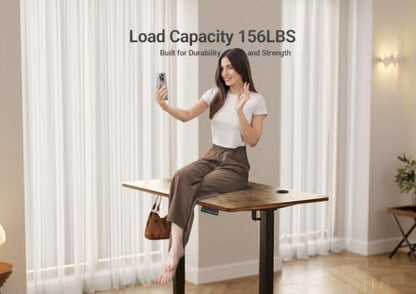YDN 32 x 19 Inch Rustic Brown Electric Standing Desk