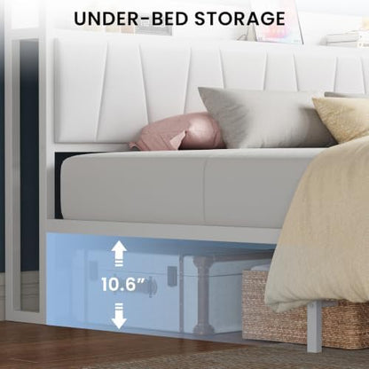LIKIMIO California King Size Bed Frame with 2 Drawers and Charging Station