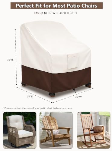 Bitubi Waterproof 4 Pack Patio Adirondack Chair Cover for Outdoor Chair Size Up to 30W x 34D x 36H inch,Outdoor Lawn Patio Furniture Covers (Brown)