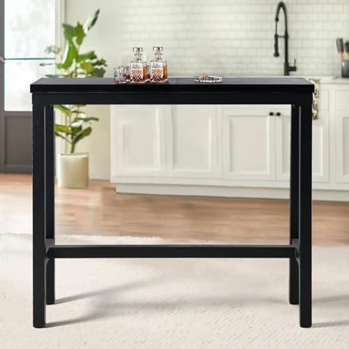 Vintage Rectangle Bar Table 41.3inch Height Narrow Pub Desk Farmhouse Display Stand in Hallway Industrial Breakfast Table for Kitchen Living Room