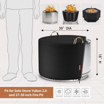 QH.HOME for Solo Stove Yukon 27"-29" Waterproof Smokeless Fire Pit Cover