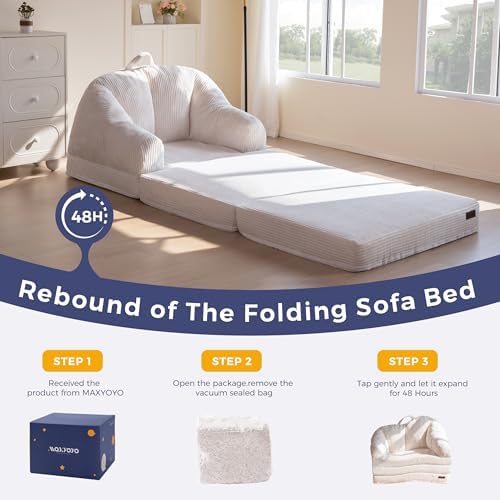 MAXYOYO Folding Sofa Bed with Backrest, Boneless Fold Out Couch with Handle